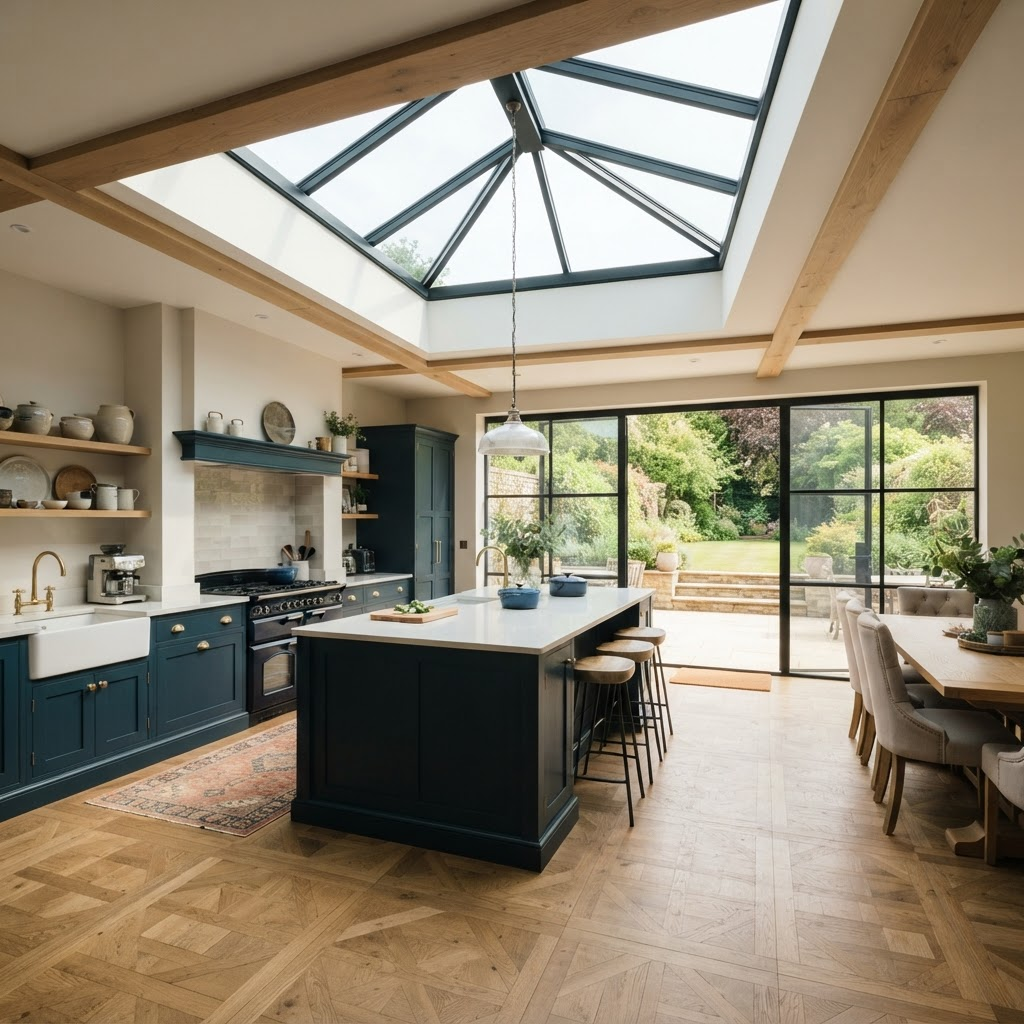 Elegant roof lantern on a South East England home extension