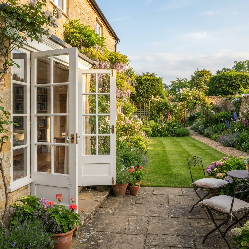 Traditional French doors with glazing panels