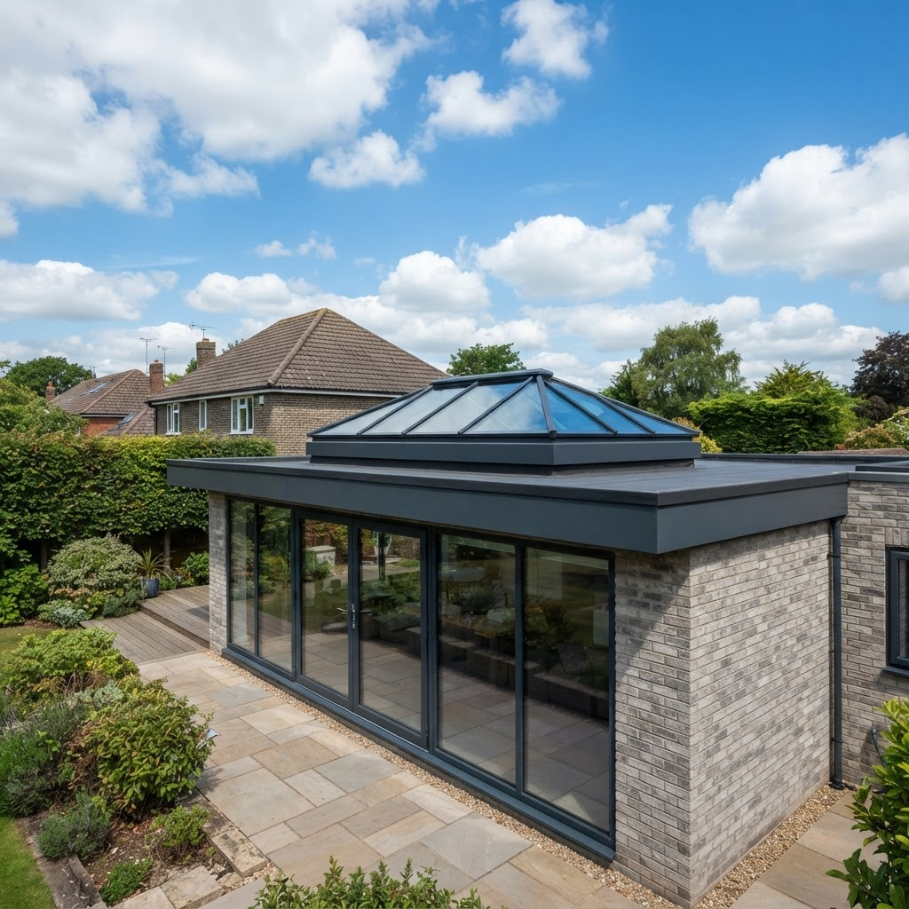 Glazed roof lantern exterior view