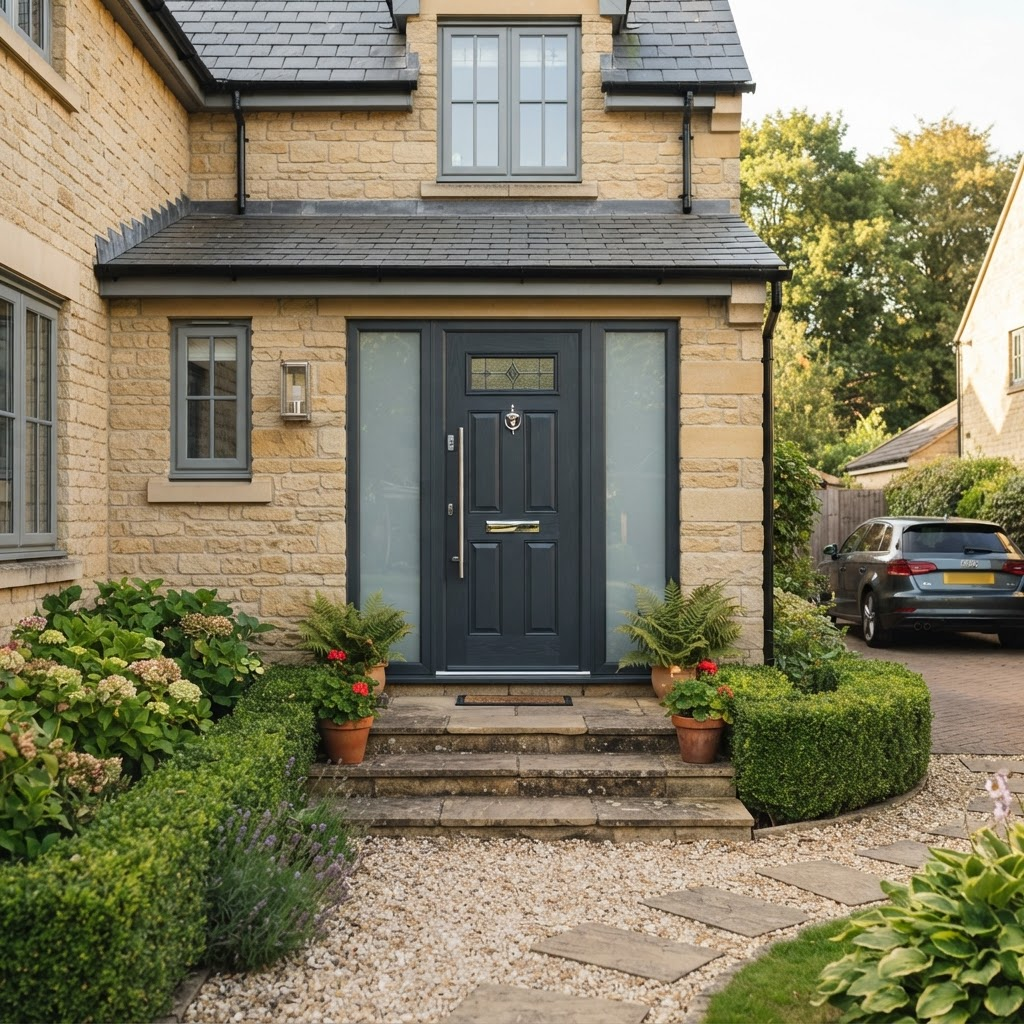 Premium front door on a beautiful UK residential property